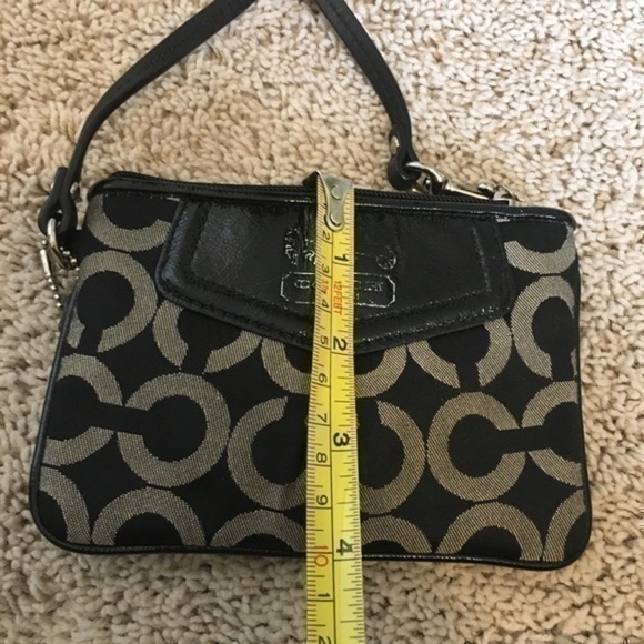 Coach Black and Tan OP Art signature wristlet